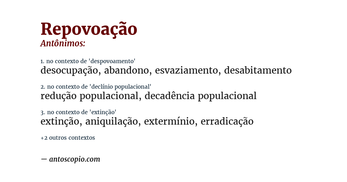 Antônimo de repovoação