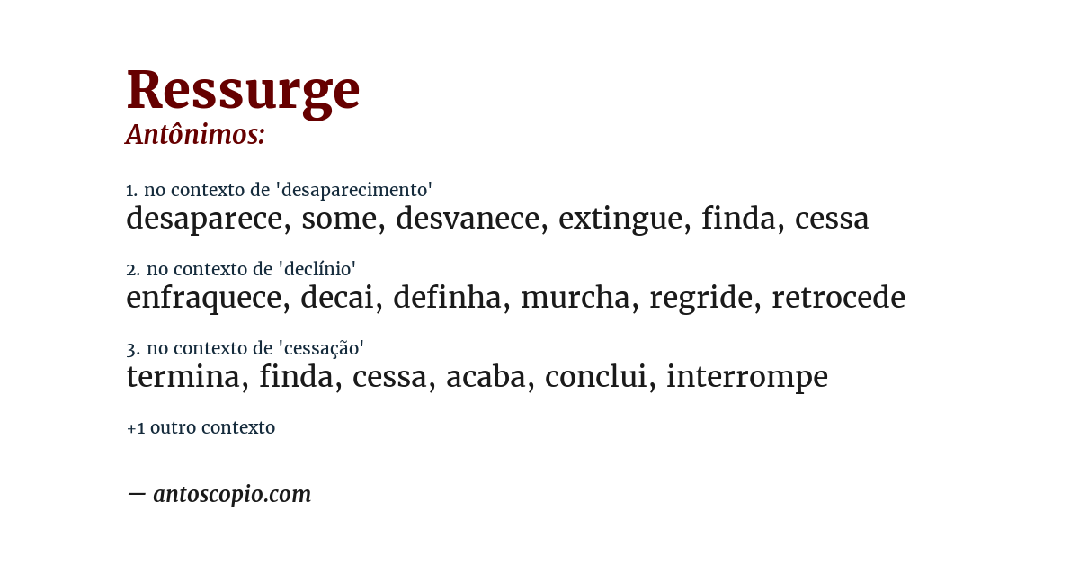 Antônimo de ressurge