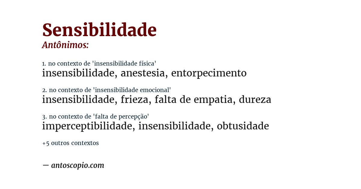 Antônimo de sensibilidade