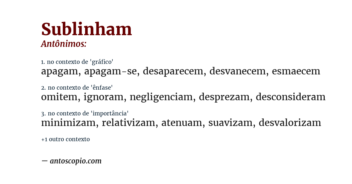 Antônimo de sublinham