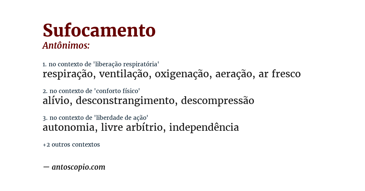 Antônimo de sufocamento