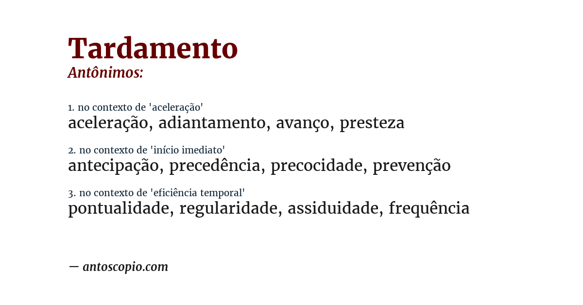 Antônimo de tardamento