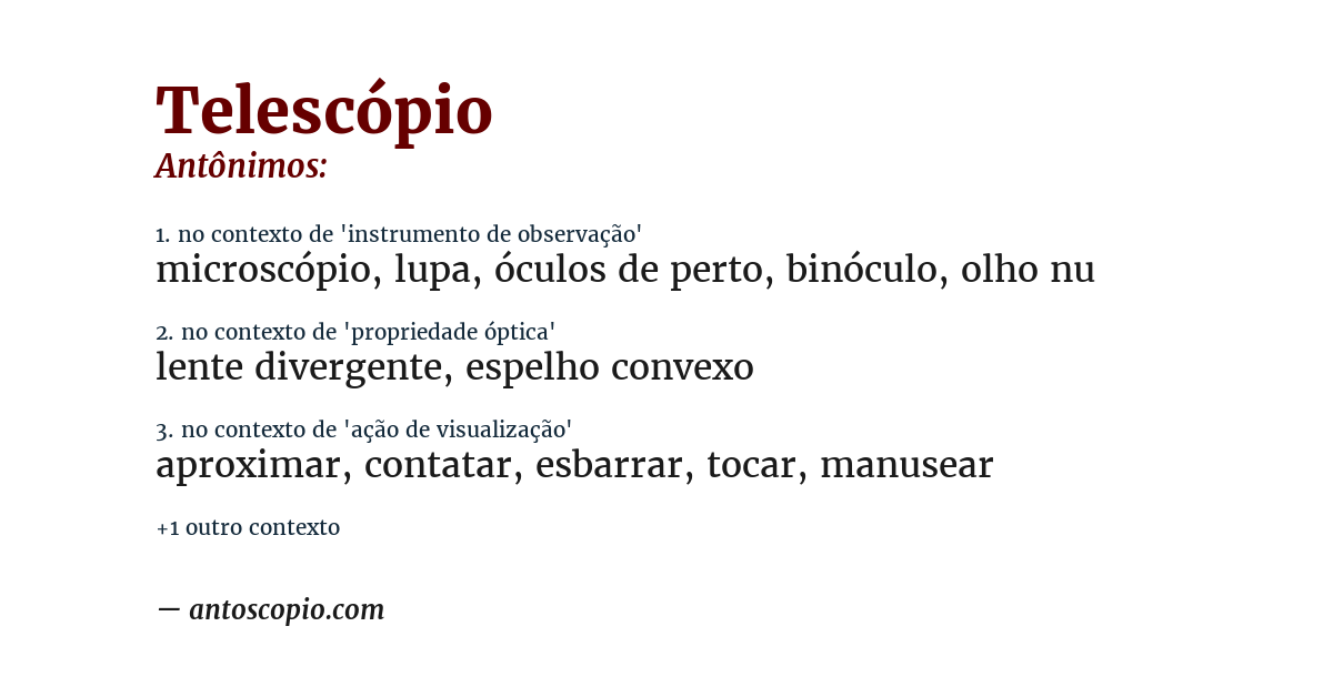 Antônimo de telescópio