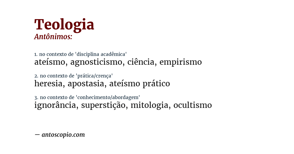 Antônimo de teologia