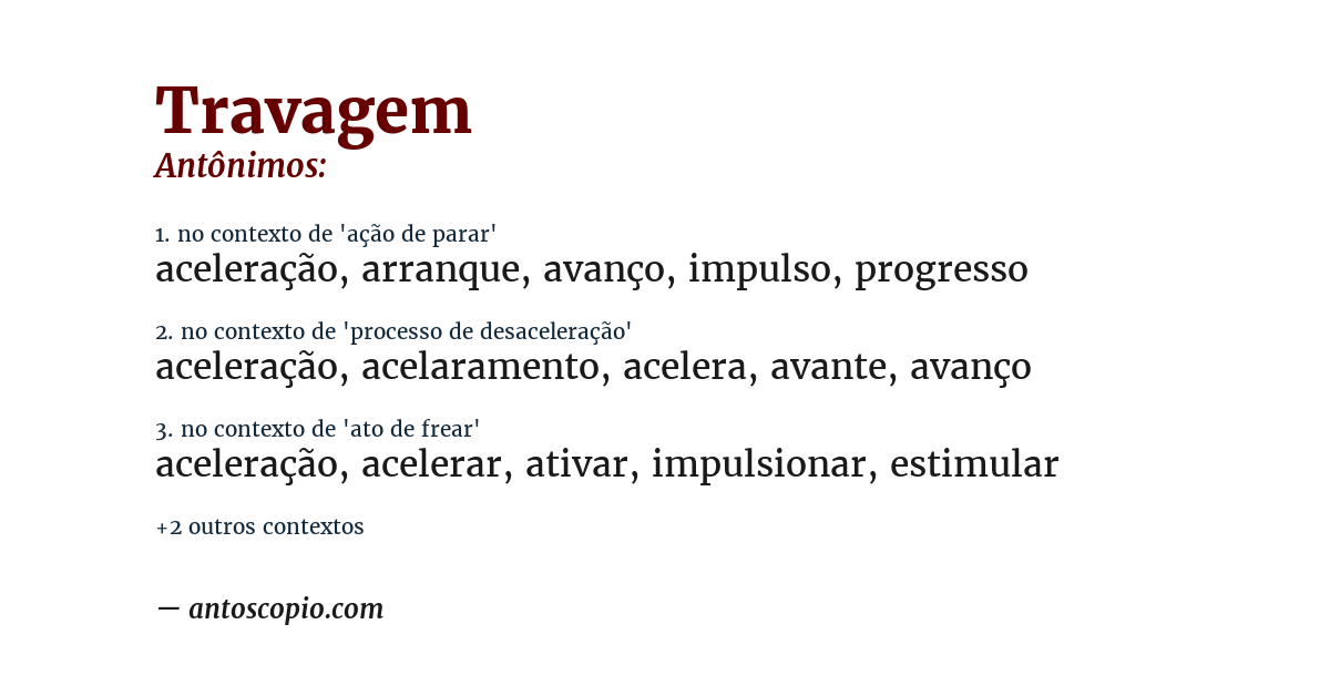 Antônimo de travagem