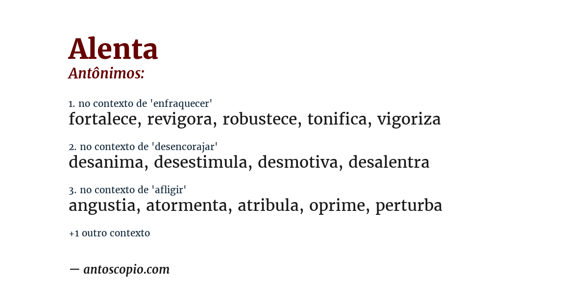 Antônimo de alenta