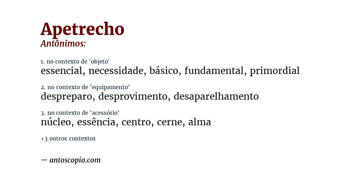 Antônimo de apetrecho