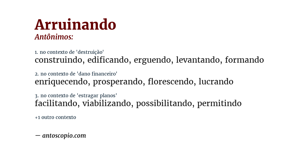 Antônimo de arruinando