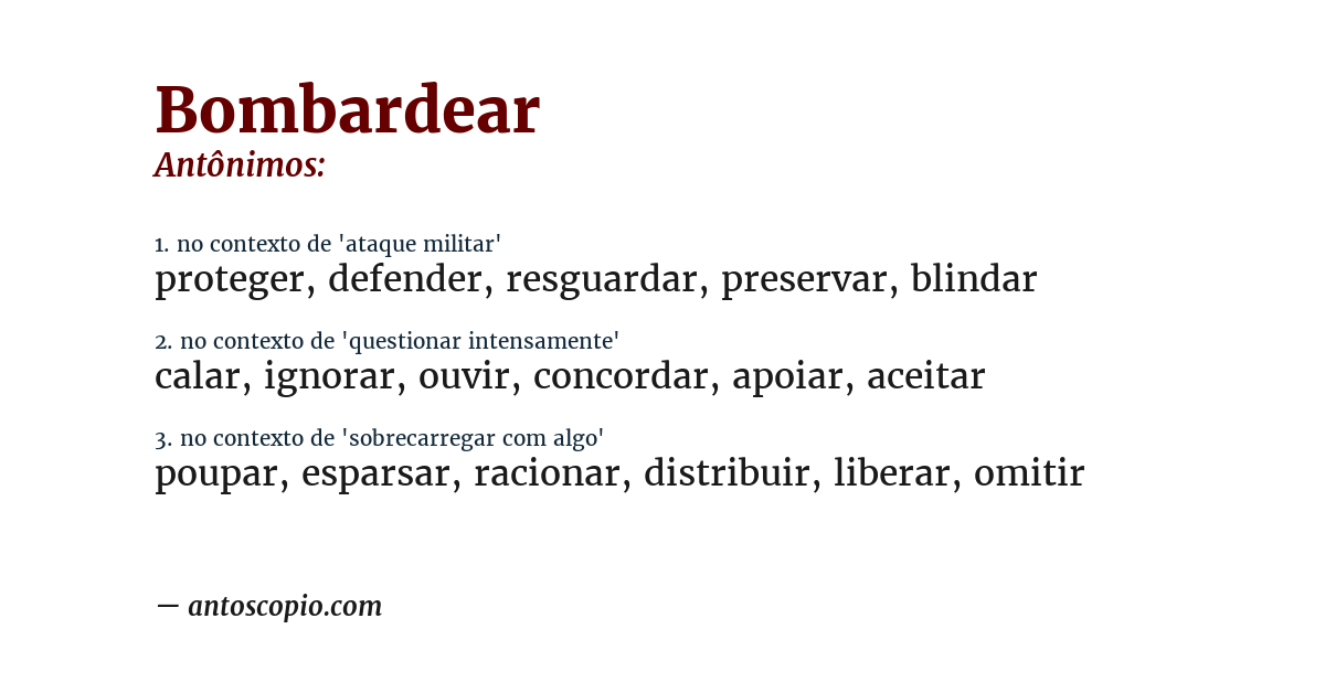 Antônimo de bombardear
