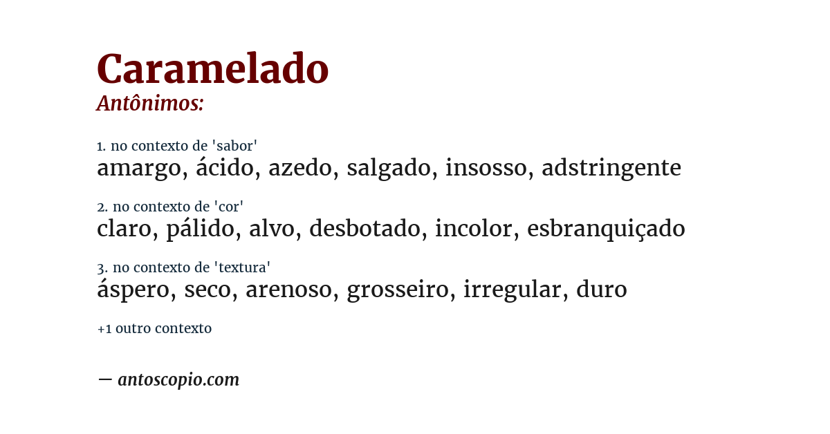 Antônimo de caramelado