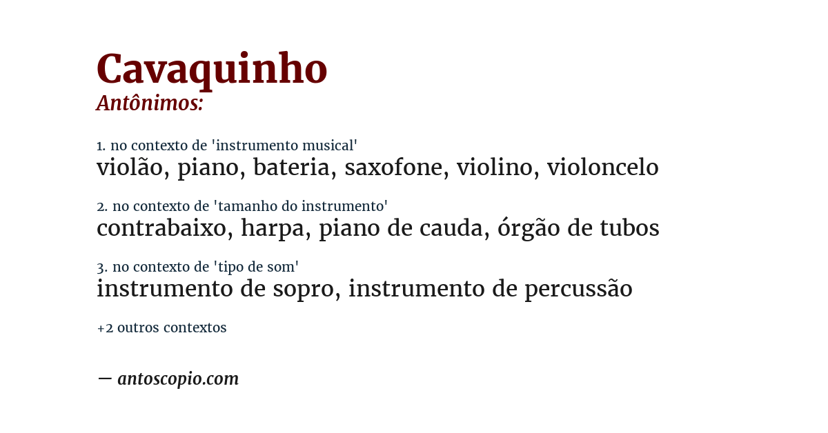 Antônimo de cavaquinho