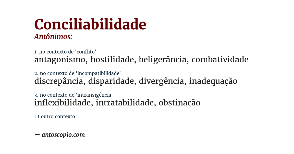 Antônimo de conciliabilidade