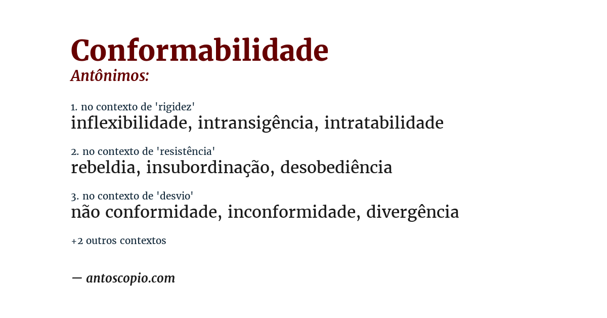 Antônimo de conformabilidade