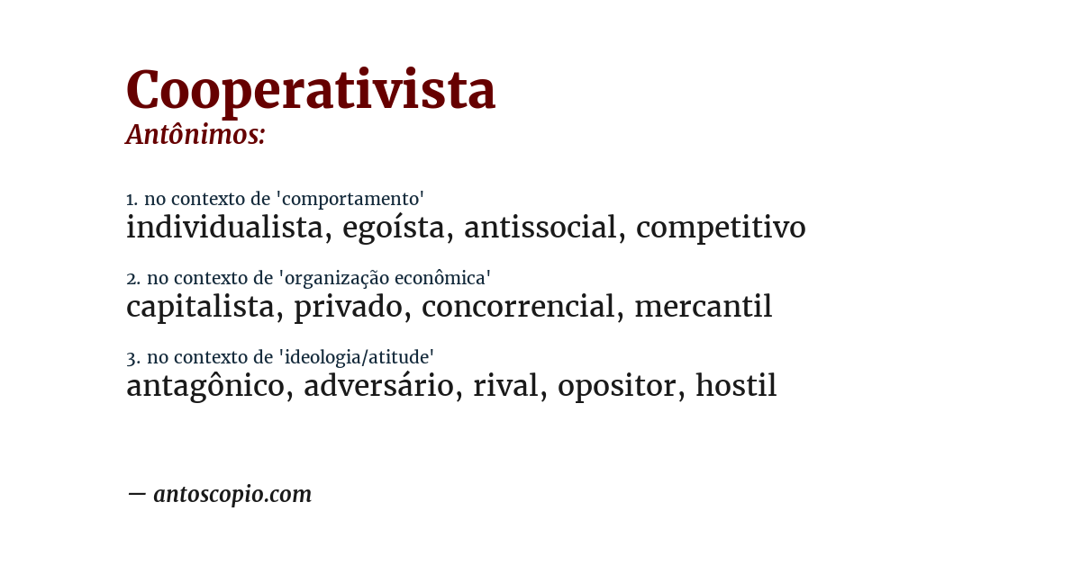 Antônimo de cooperativista