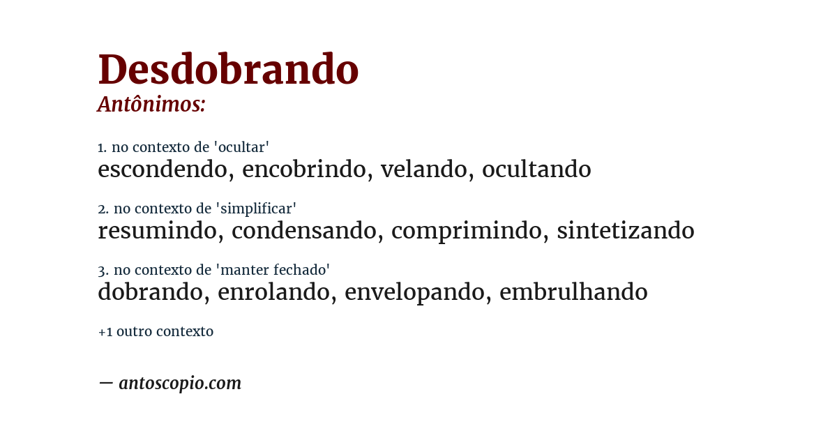 Antônimo de desdobrando