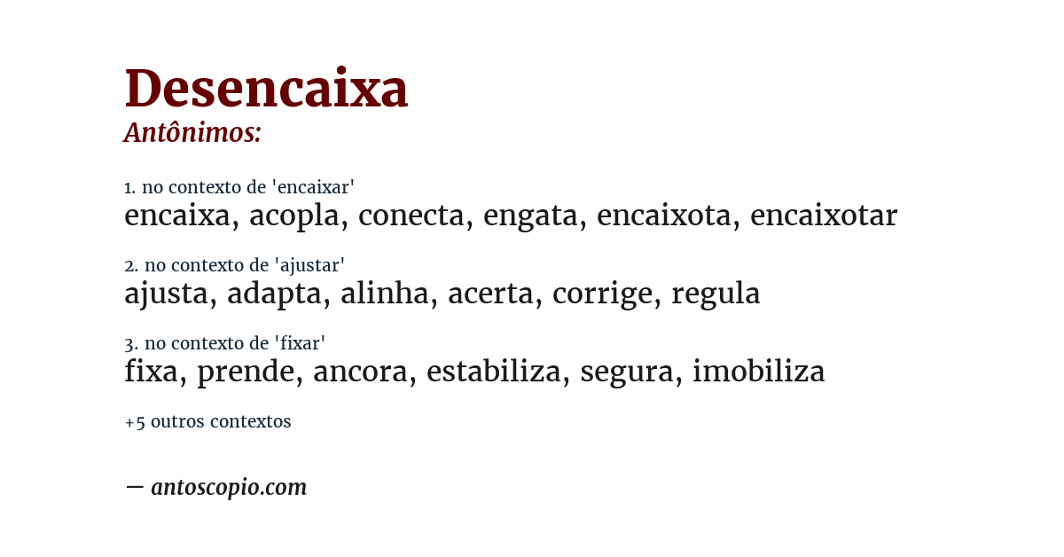 Antônimo de desencaixa