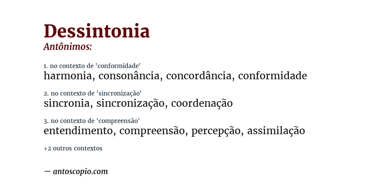 Antônimo de dessintonia