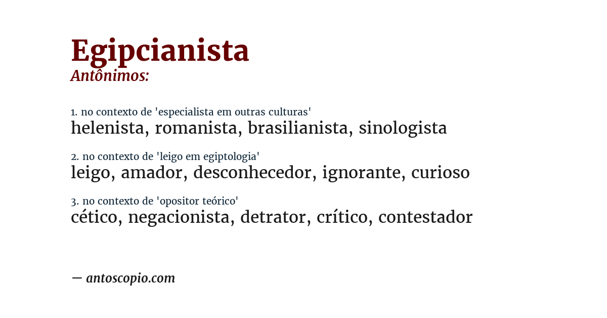 Antônimo de egipcianista