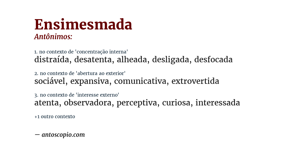 Antônimo de ensimesmada