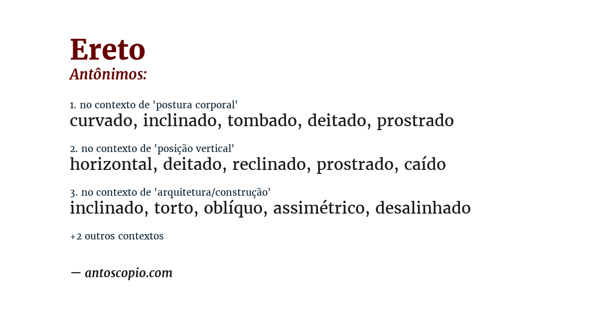 Antônimo de ereto