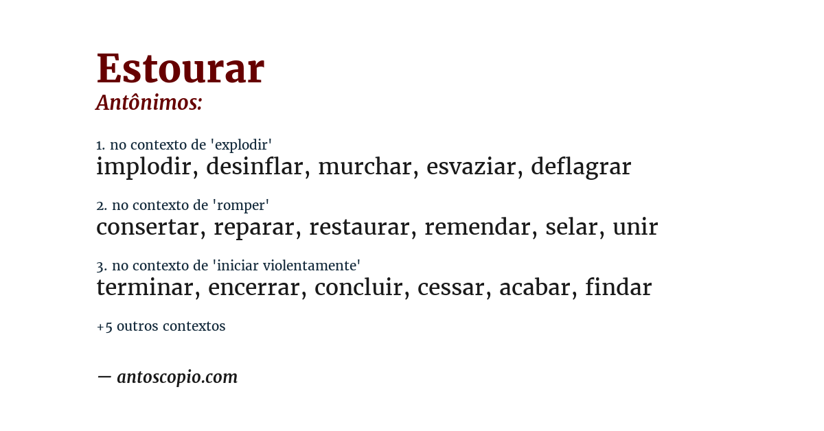 Antônimo de estourar