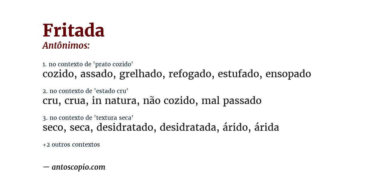 Antônimo de fritada