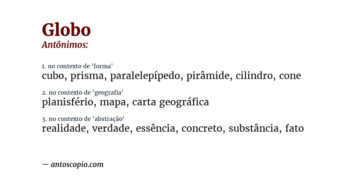 Antônimo de globo