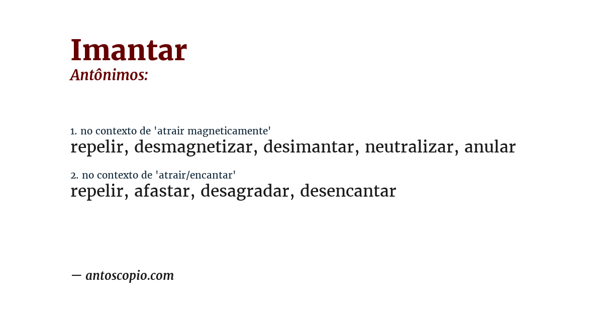 Antônimo de imantar