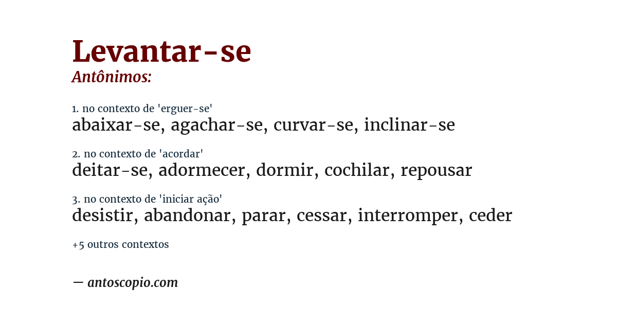 Antônimo de levantar-se