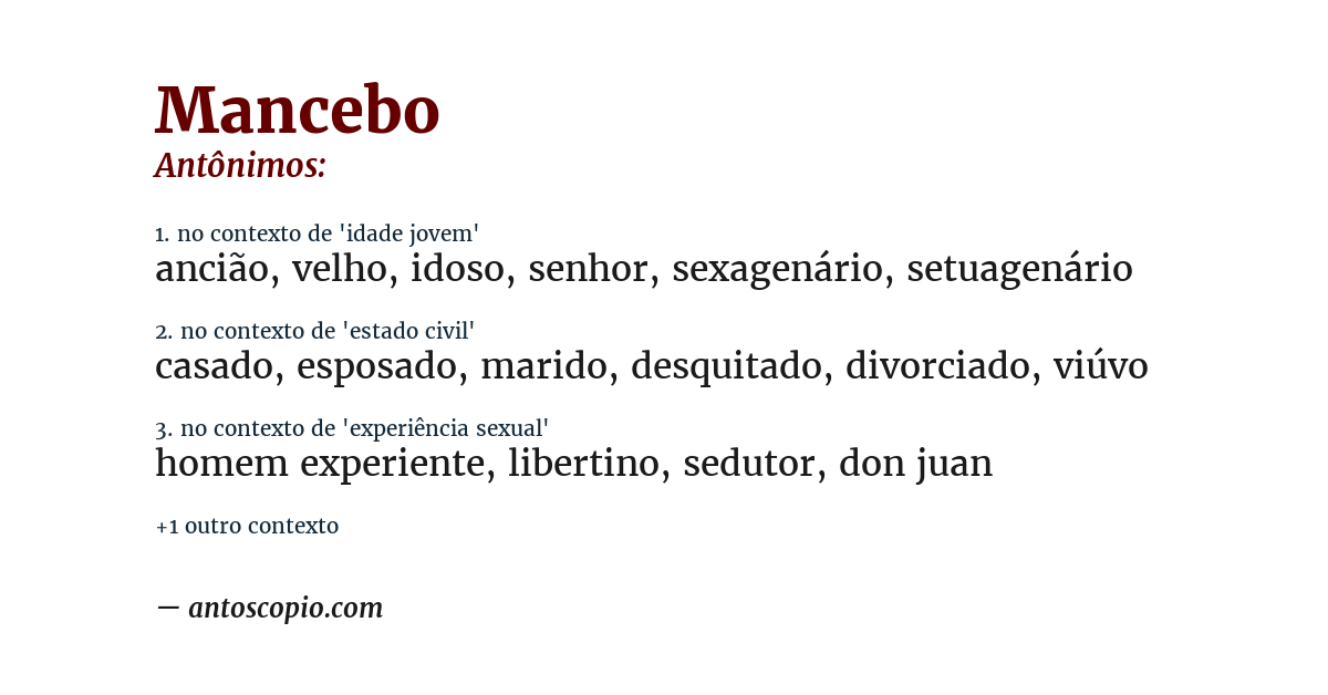 Antônimo de mancebo