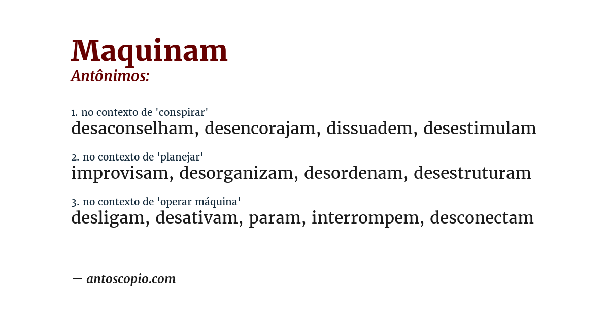 Antônimo de maquinam