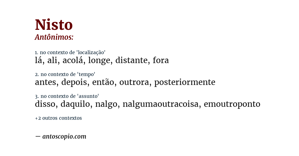 Antônimo de nisto