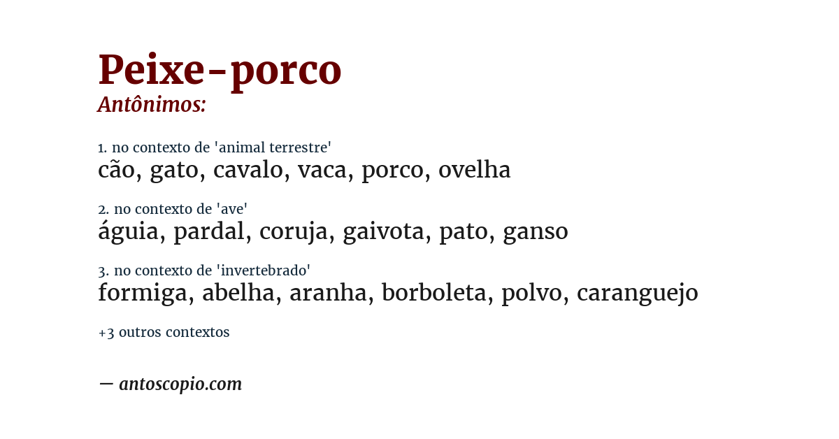 Antônimo de peixe-porco
