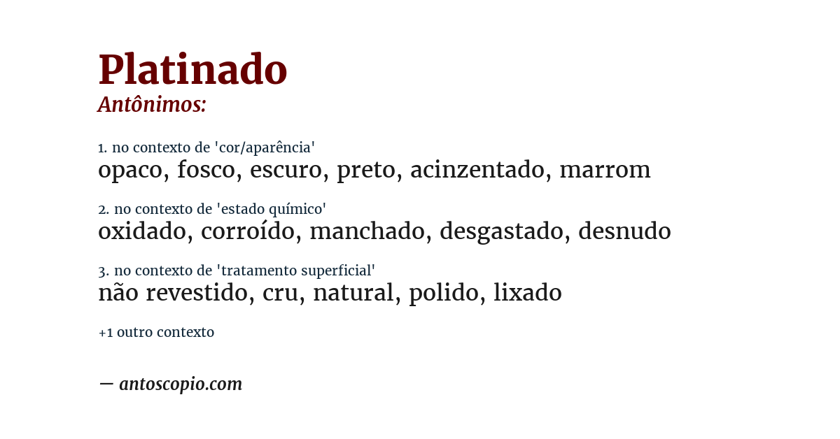 Antônimo de platinado