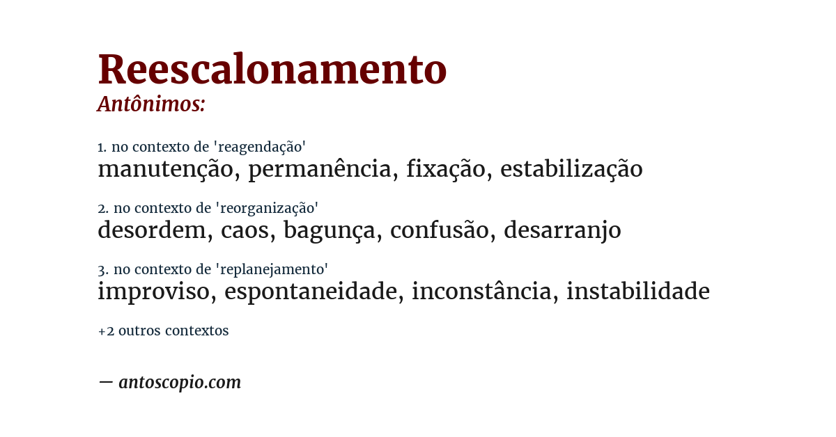 Antônimo de reescalonamento