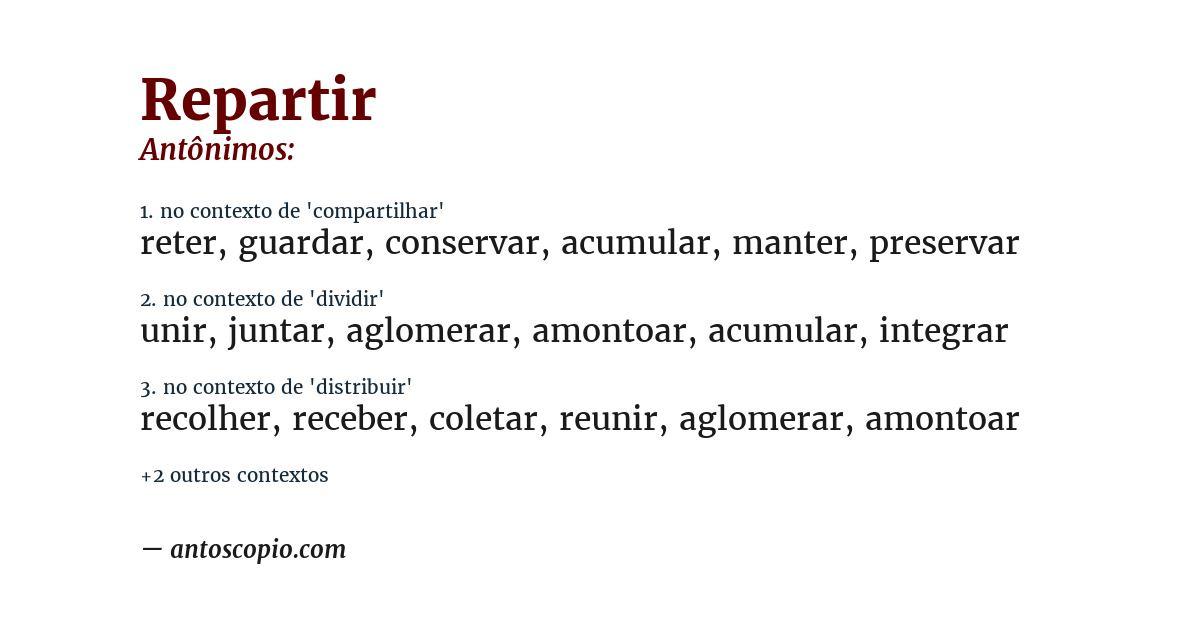 Antônimo de repartir