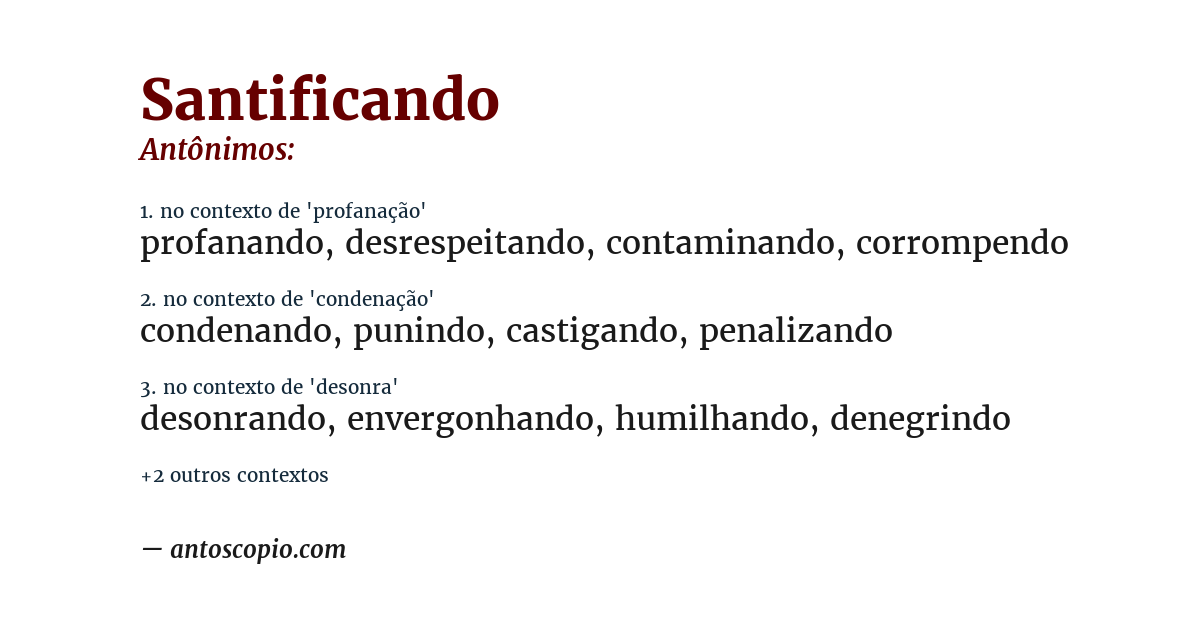 Antônimo de santificando