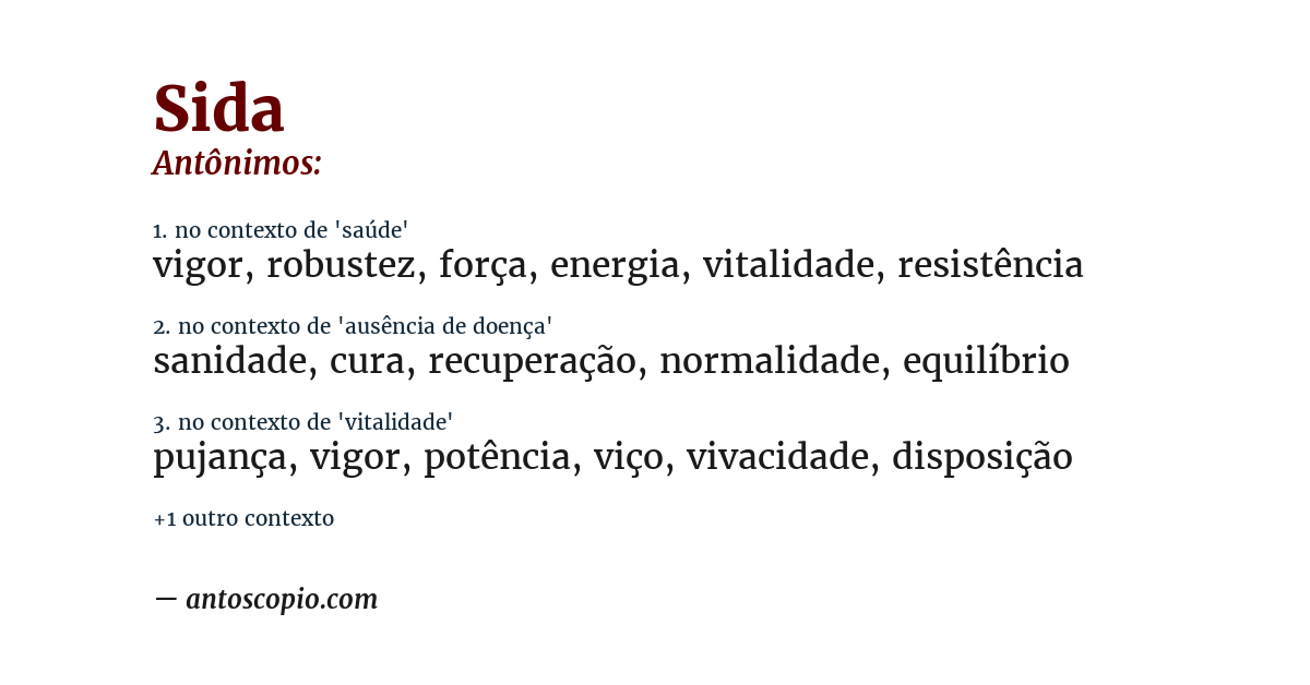Antônimo de sida