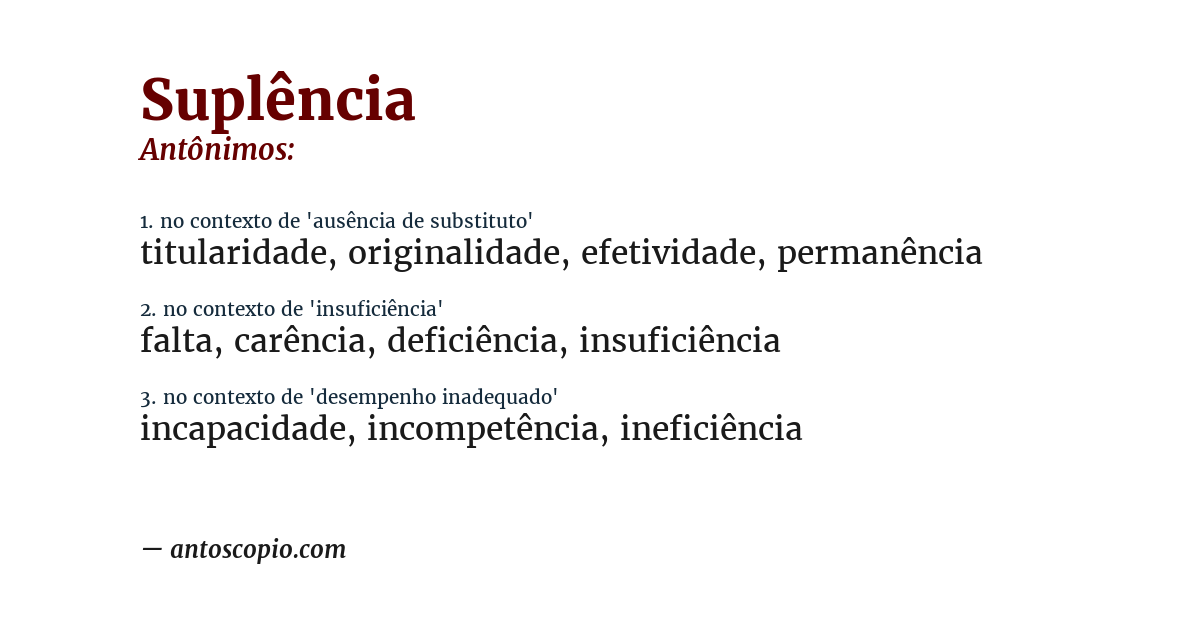 Antônimo de suplência