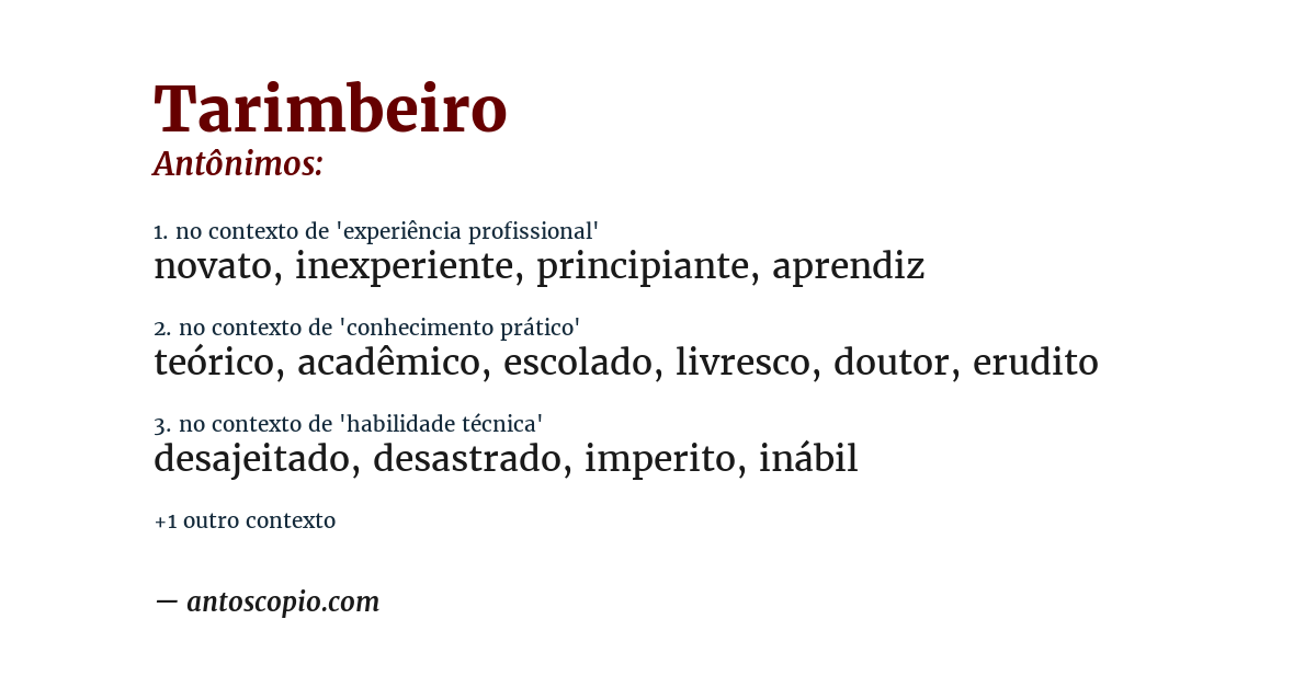 Antônimo de tarimbeiro