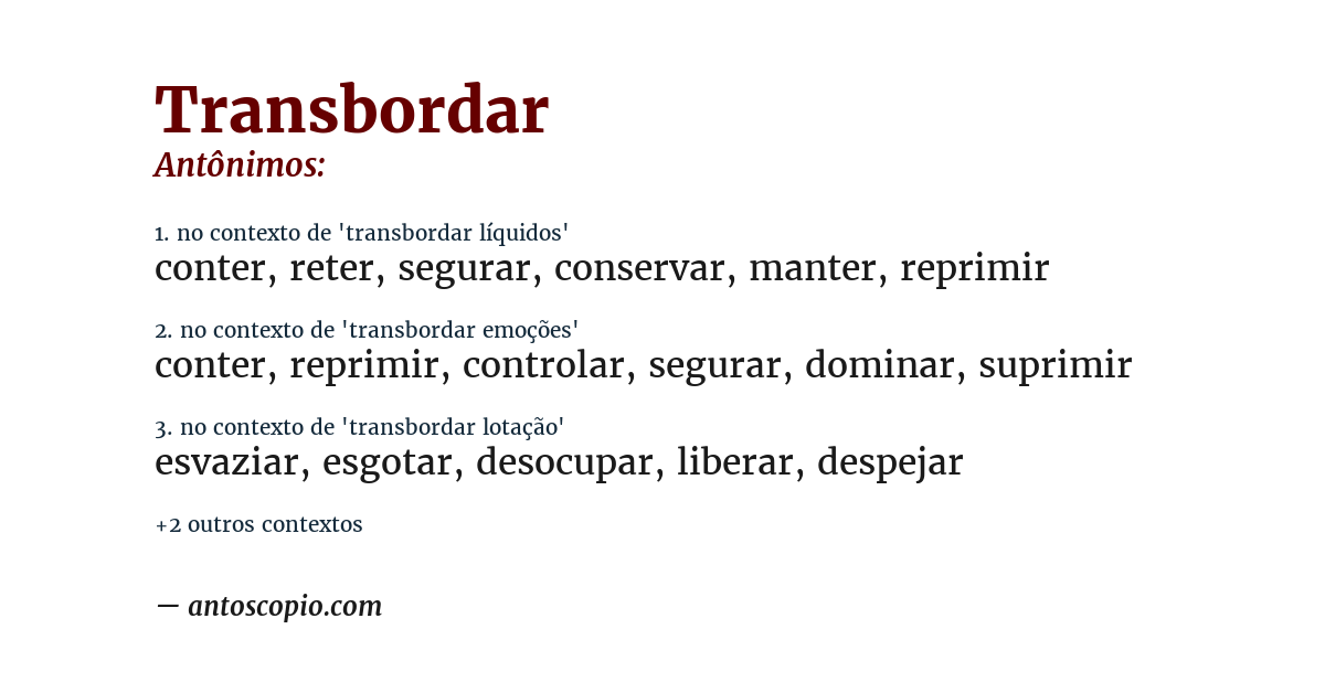 Antônimo de transbordar