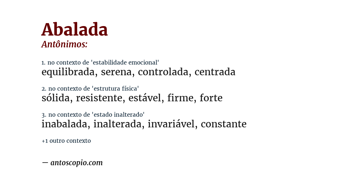 Antônimo de abalada