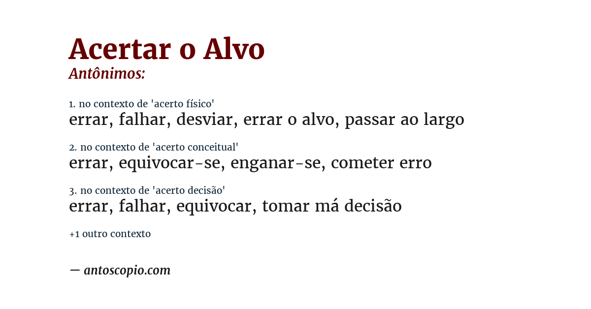 Antônimo de acertar o alvo