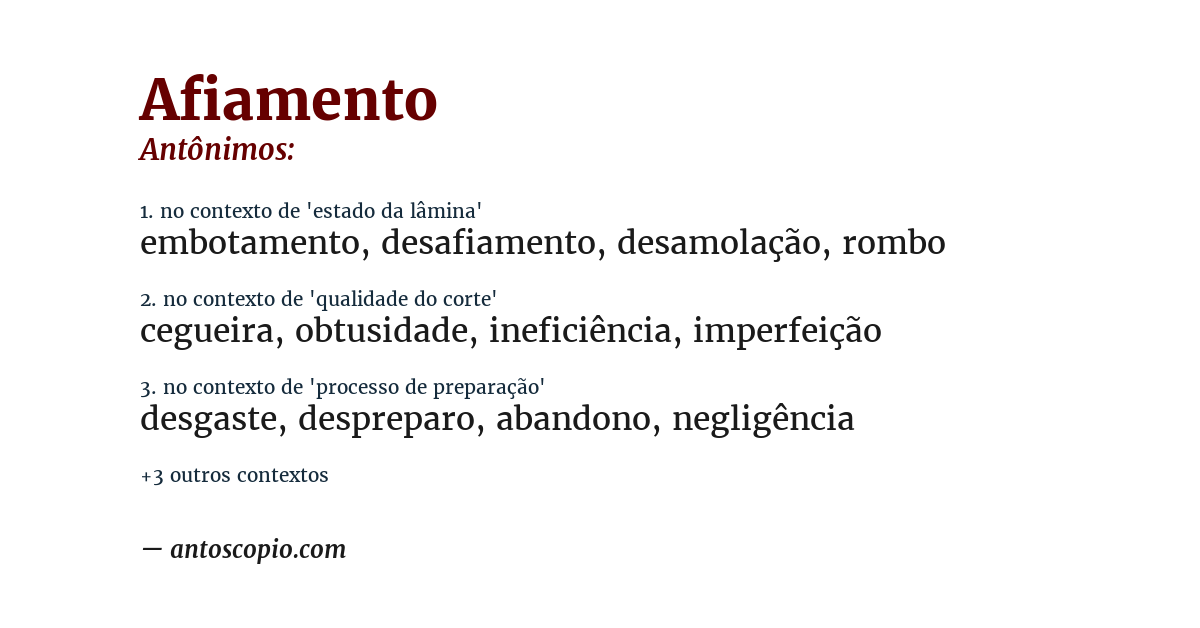 Antônimo de afiamento