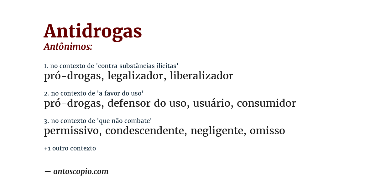 Antônimo de antidrogas