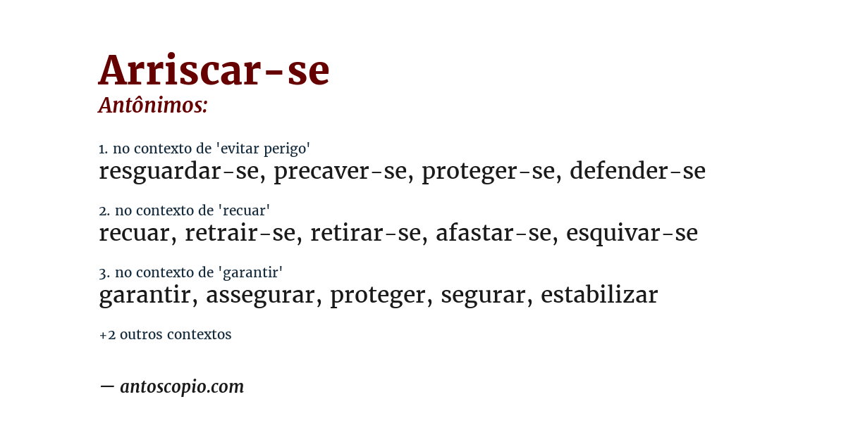 Antônimo de arriscar-se