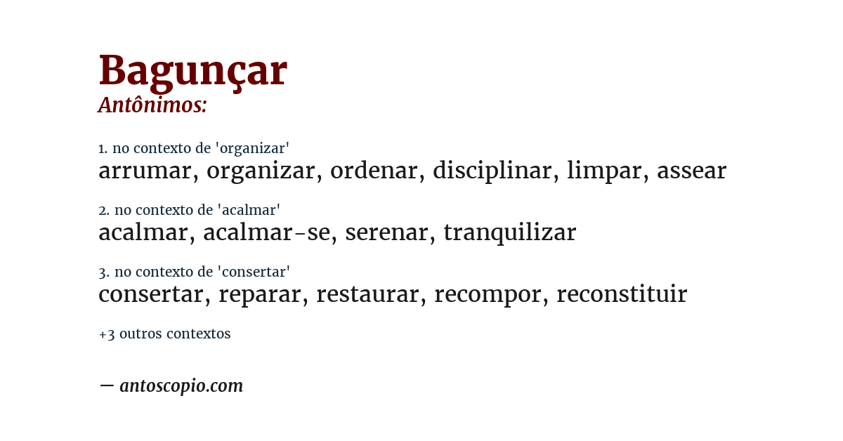 Antônimo de bagunçar