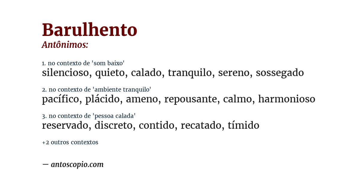 Antônimo de barulhento