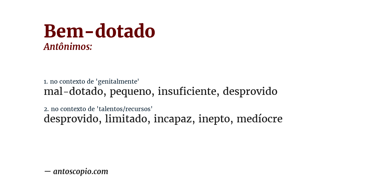 Antônimo de bem-dotado