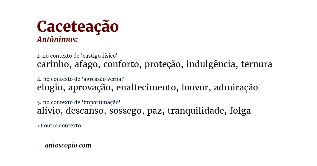 Antônimo de caceteação